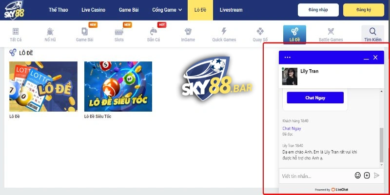 Liên hệ chuyên viên Sky88 khi gặp vấn đề